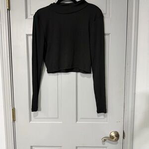 NWOT Altar'd State Black Ribbed Long Sleeve Crop Top